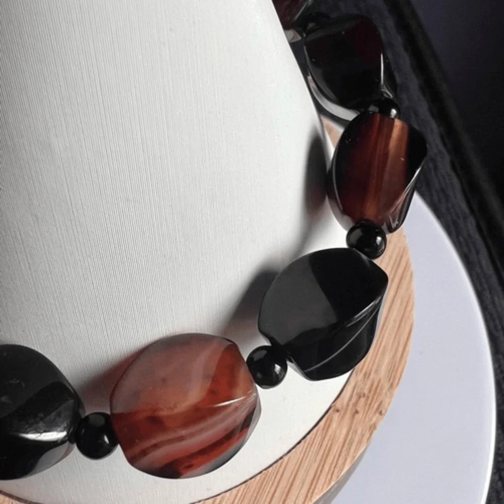 Earthy Multi Agate Gemstone Bracelet | Handmade Stretchy‎ Boho Jewelry